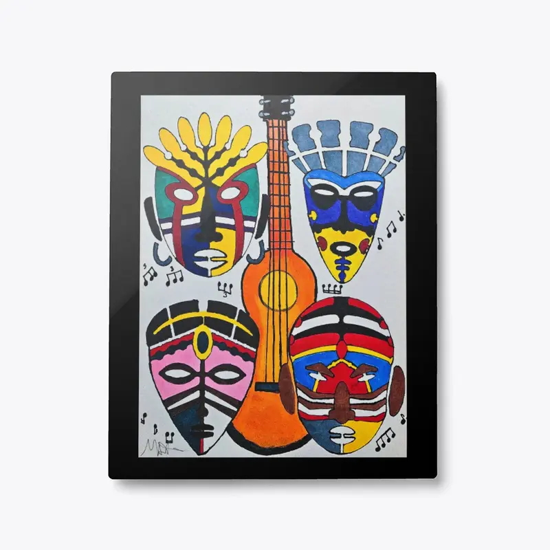 Hand-Drawn Art of Singing Tribal Masks